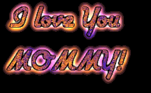 Brokatowy fioletowo pomarańczowy napis I Love you mommy